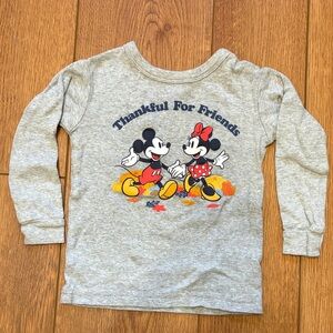 Disney Kids Gray Long Sleeve Tee with Mickey and Minnie